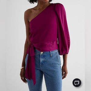 Satin Striped One Shoulder Tie
Waist Top
Color: Wild Orchid